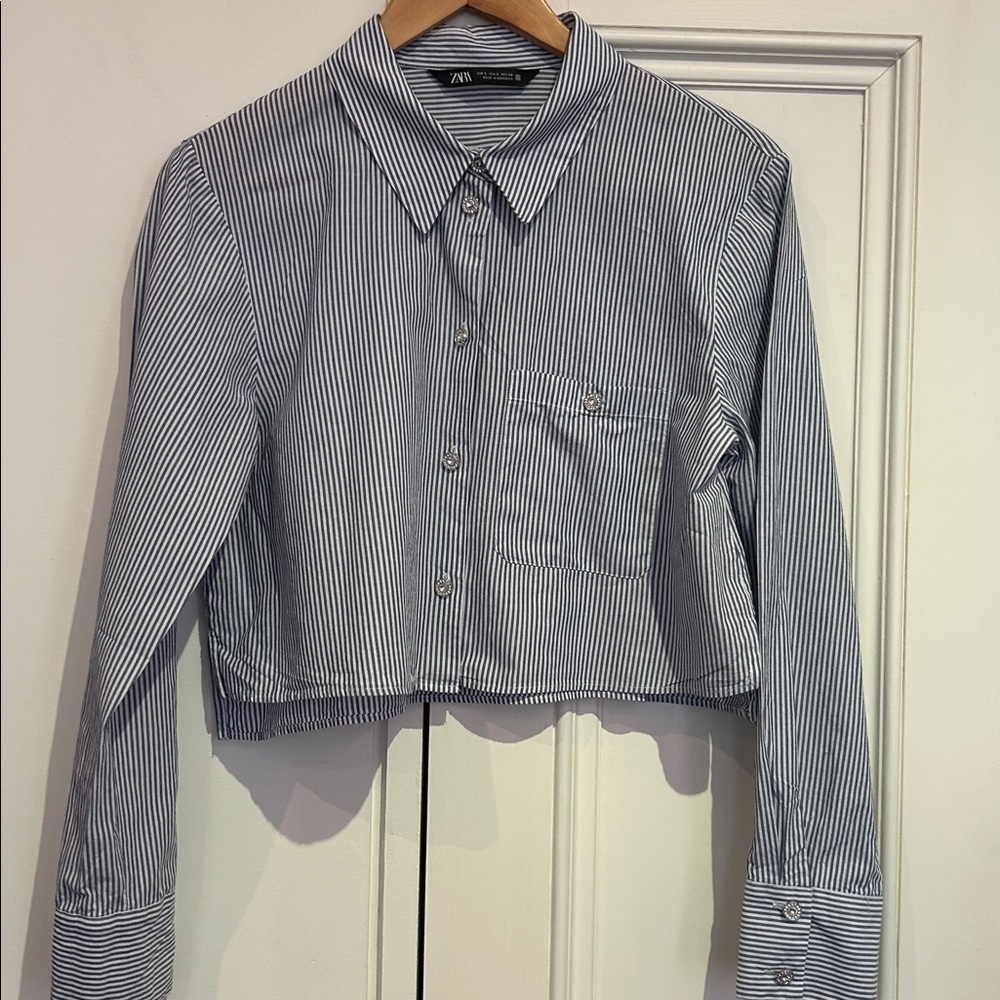 Zara cotton cropped shirt